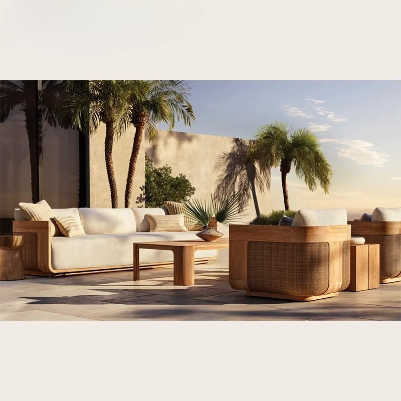 Outdoor Furniture Luxury - 屋外チークソファセット ガーデン家具 スイミングプール ガーデン レストラン 公園