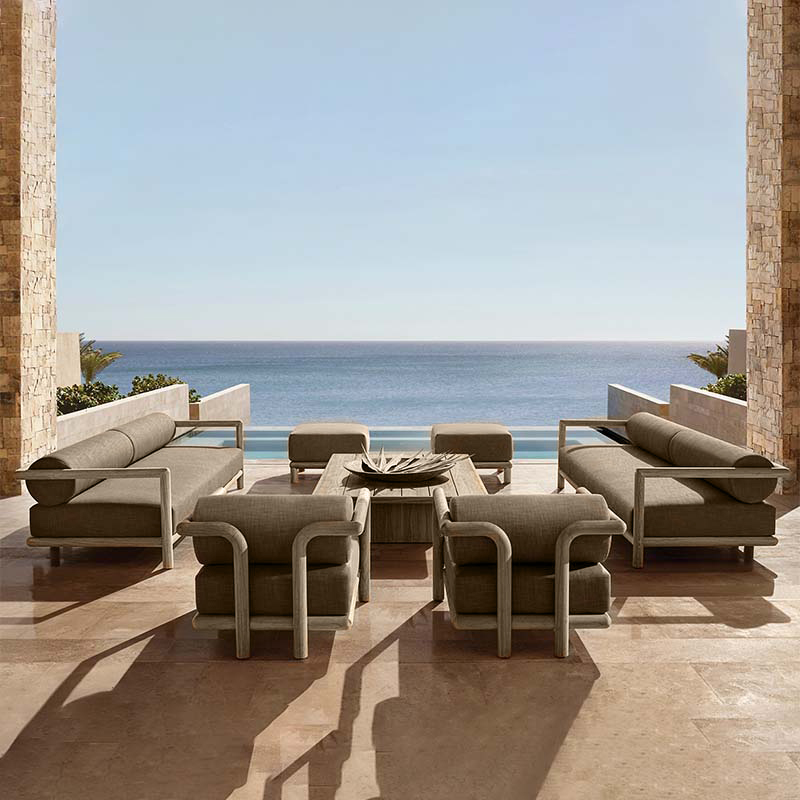 Outdoor Furniture Luxury - 屋外家具ガーデンソファセット、高級ホテルテラスチークソファセット、屋外コーヒーテーブルとソファセット
