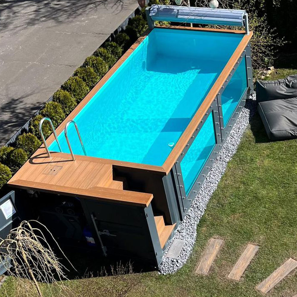 Outdoor Furniture Luxury - 工場屋外大型高級グラスファイバー製アクリルガラス窓付きプレハブプール輸送コンテナプール 20フィート 40フィート