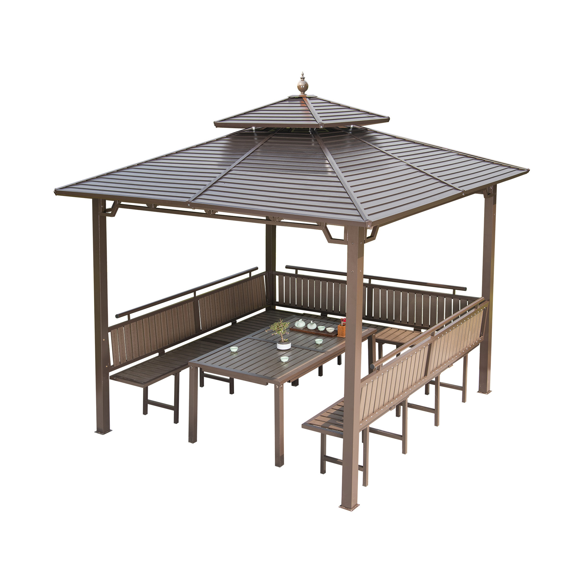 Outdoor Furniture Cost - 全天候型で費用対効果の高い二重屋根の屋外家具、亜鉛メッキ鋼製ガゼボ、ガーデンバルコニーパーゴラ、裏庭用ガゼボ