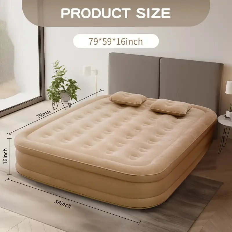 Outdoor Furniture Luxury - インテリアエアマットレス グランピングマット PVC インフレータブルスリーピングマットレス 高級2人用キャンプベッドマット 内蔵ポンプ