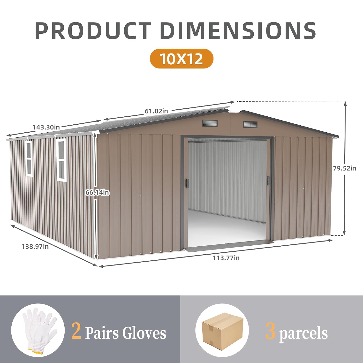 10x12フィートの屋外収納庫、大きな金属製ガーデンシェッド - Outdoor Furniture With Storage のレビューと価格