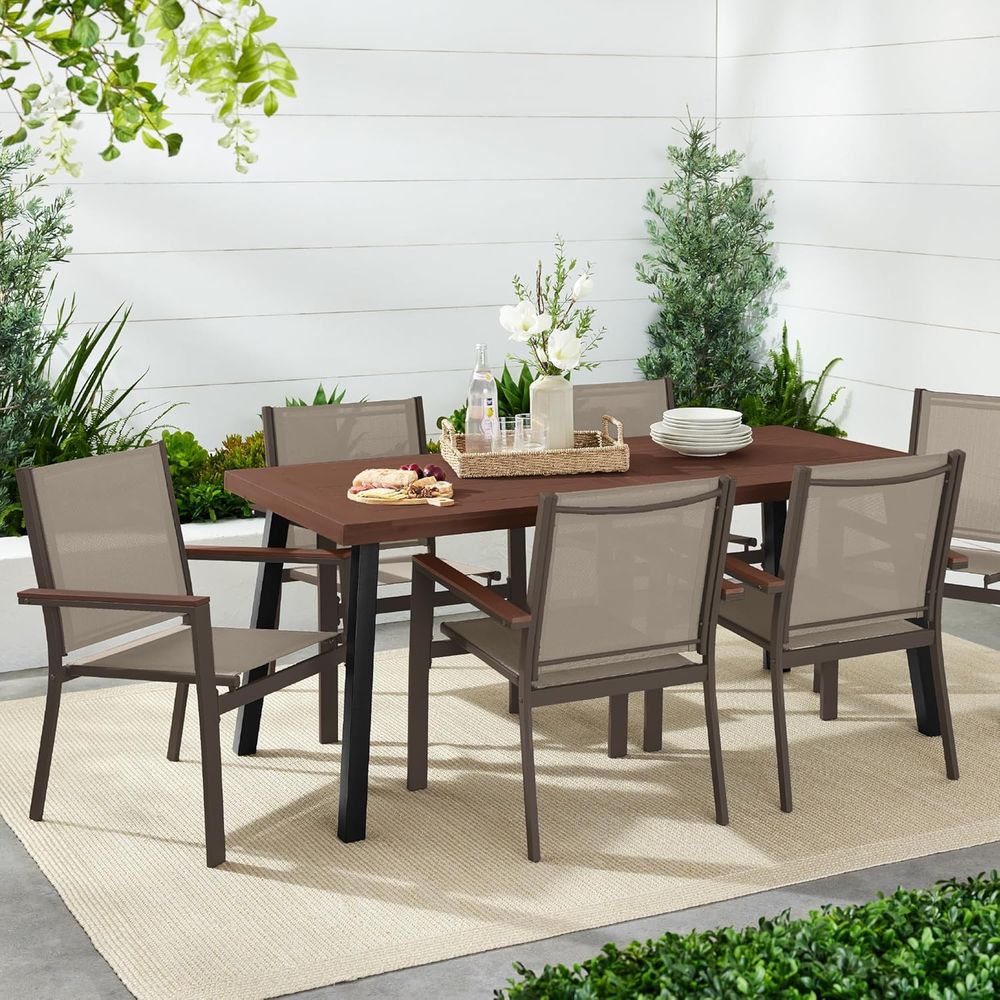 積み重ね可能な屋外テキスタイルチェア、耐候性のあるアームレス - Outdoor Furniture Metal Chairs のレビューと価格
