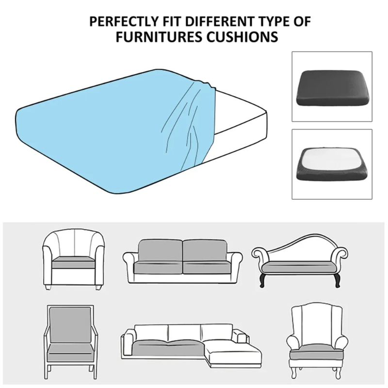 弾性防水ソファクッションカバージャカード厚いソファシートカバ - Outdoor Furniture Upholstery のレビューと価格
