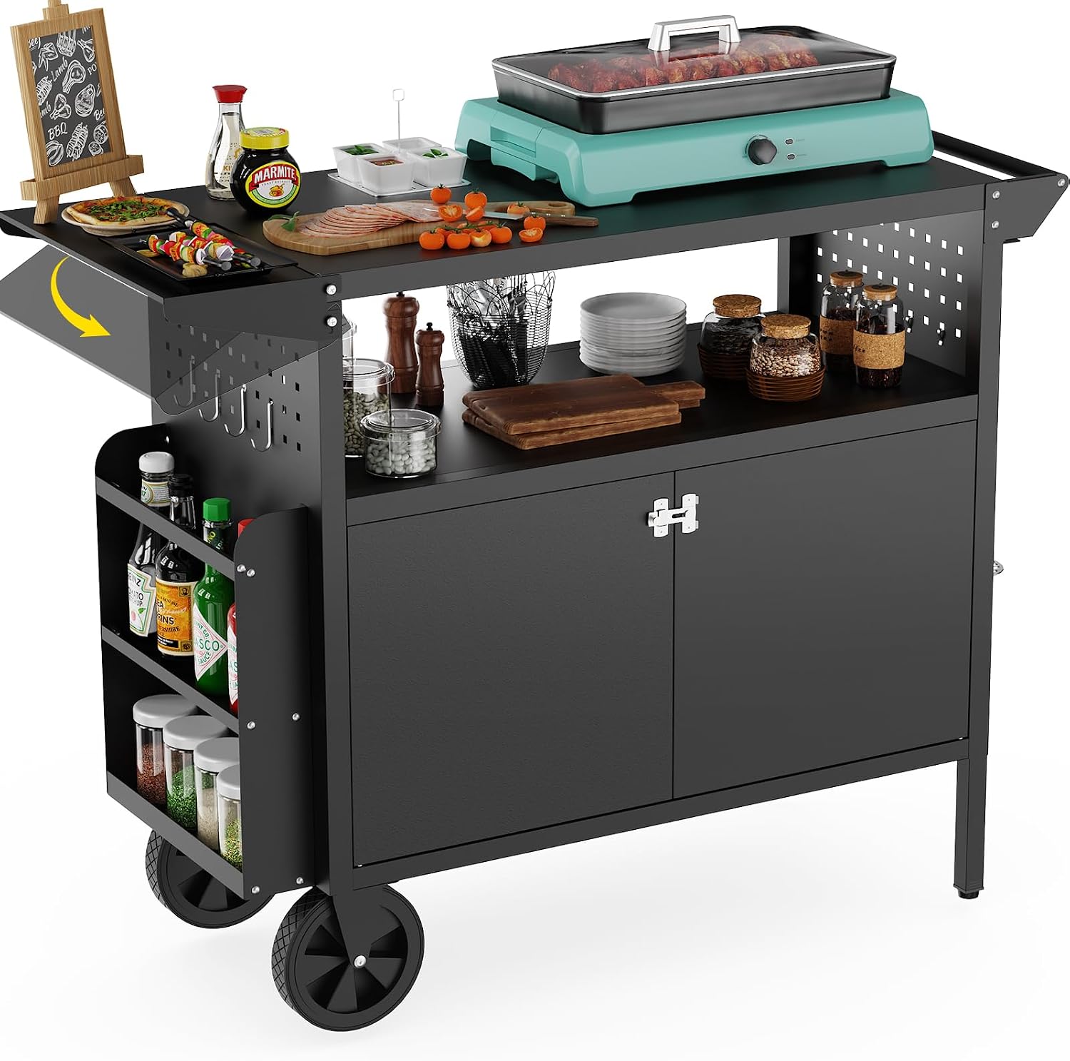 屋外グリルカートテーブル、収納付きキッチンアイランド、ホイー - Outdoor Furniture With Storage のレビューと価格