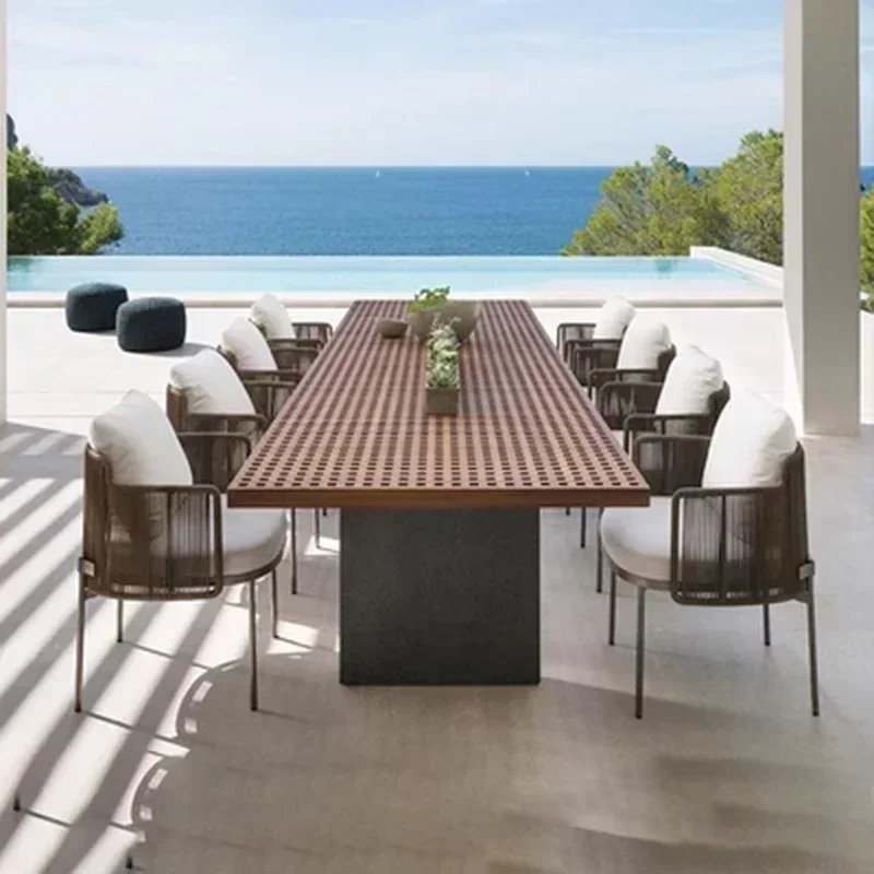 木製防水ガーデン家具セット ラタンクッション付き 移動式イタ - Outdoor Furniture Italian のレビューと価格