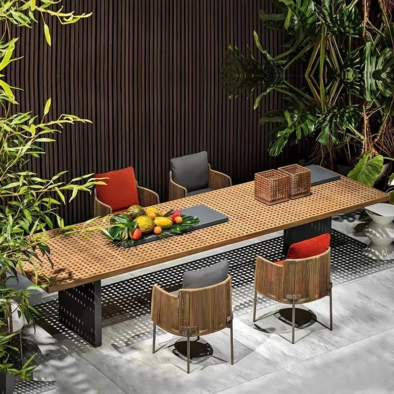 木製防水ガーデン家具セット ラタンクッション付き 移動式イタ - Outdoor Furniture Italian のレビューと価格