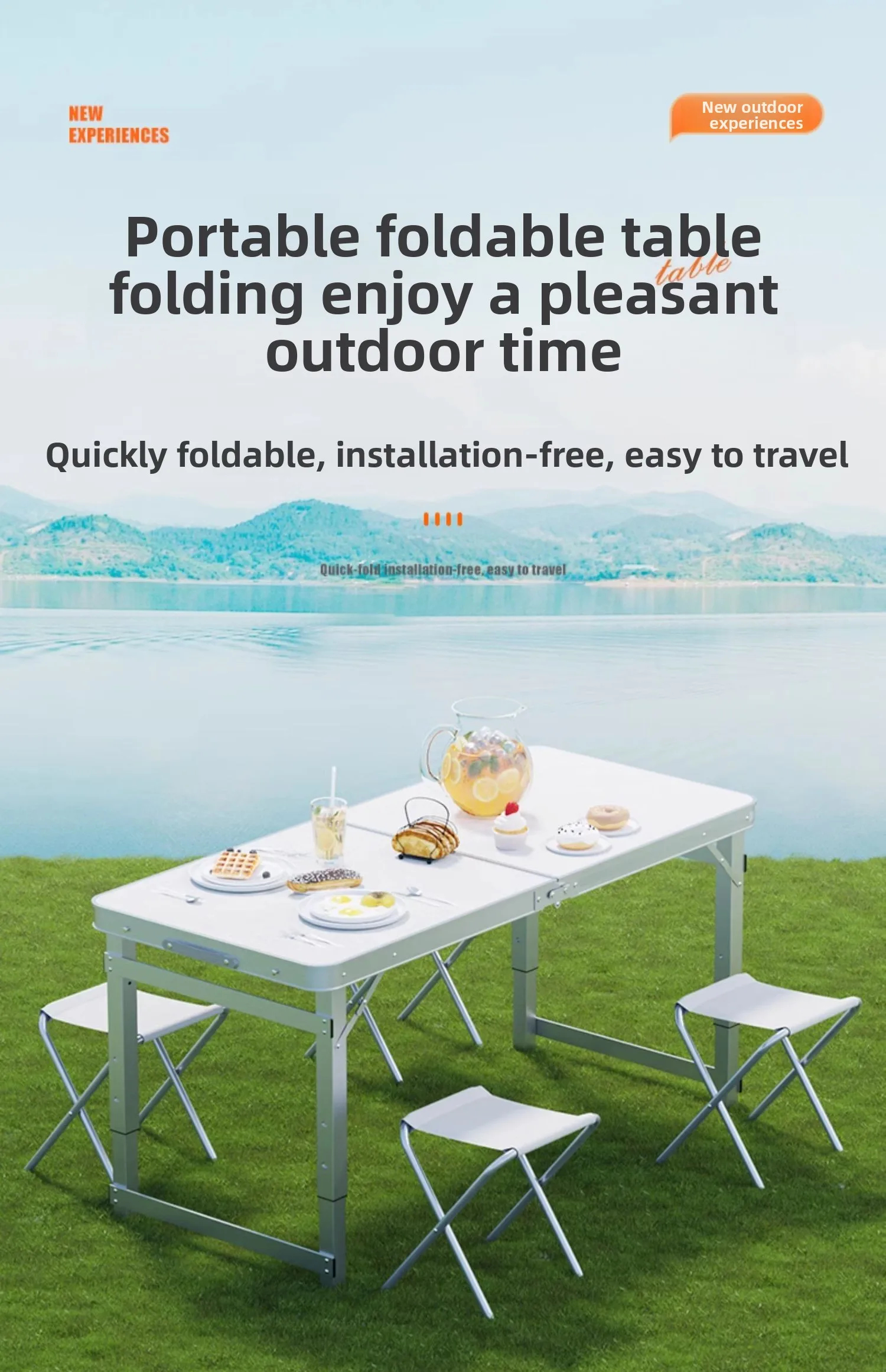 屋台用折りたたみテーブル、高さ調節可能なポータブル屋外テーブ - Outdoor Furniture Vendors のレビューと価格