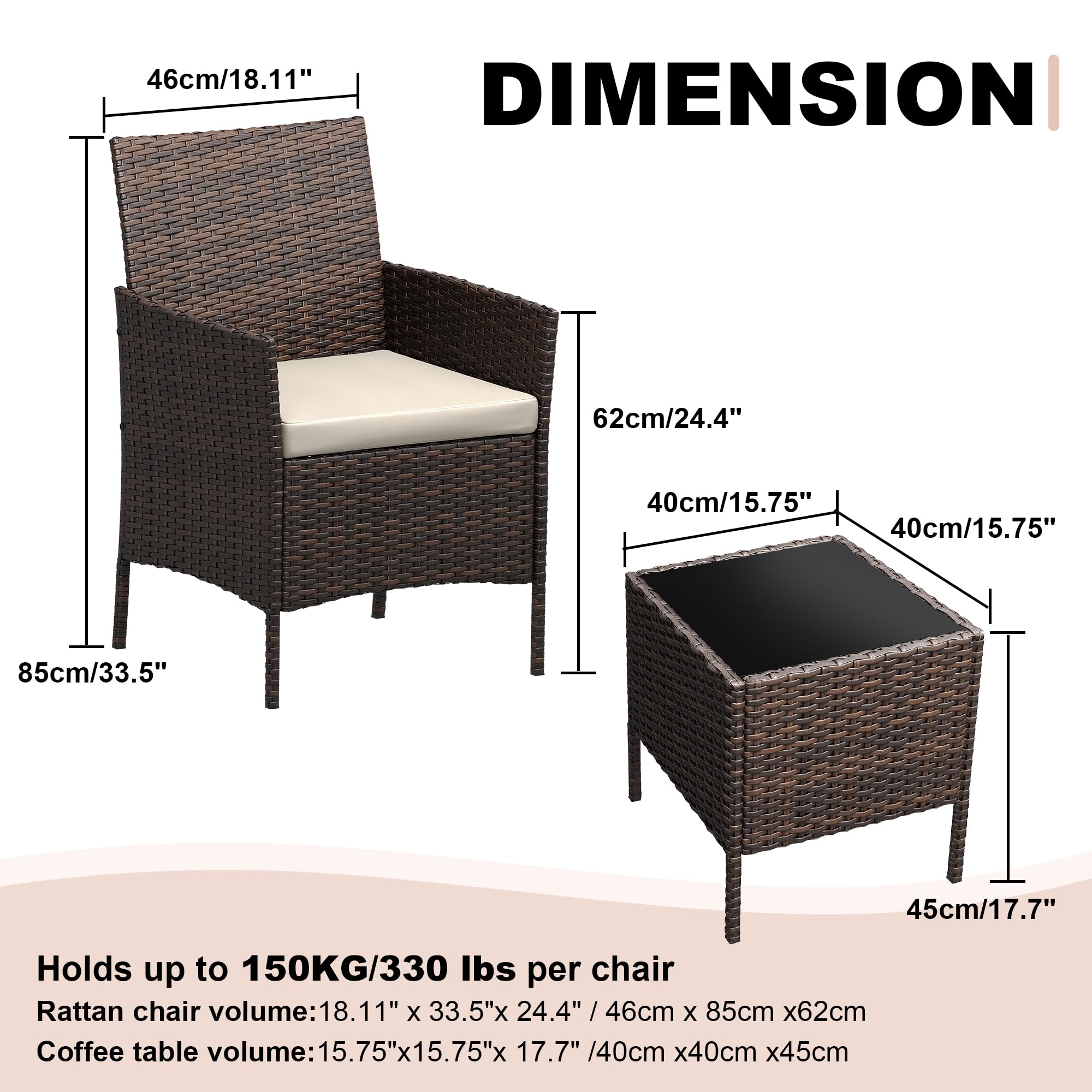 3ピースパティオ家具セット、屋外用パティオウィッカーソファセ - Outdoor Furniture Upholstery のレビューと価格