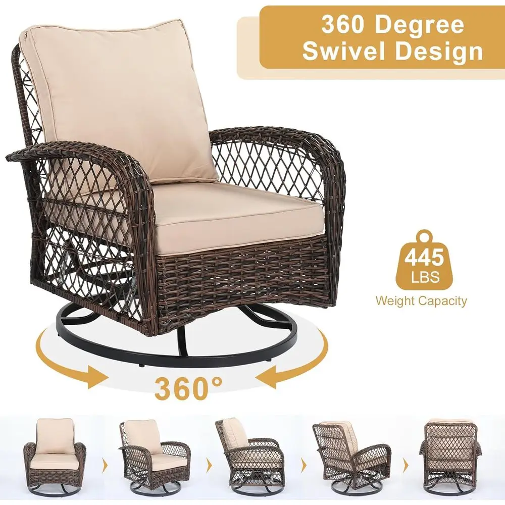 3ピースパティオ家具セット、2人用回転ロッキングチェア、屋外 - Outdoor Furniture Metal Chairs のレビューと価格