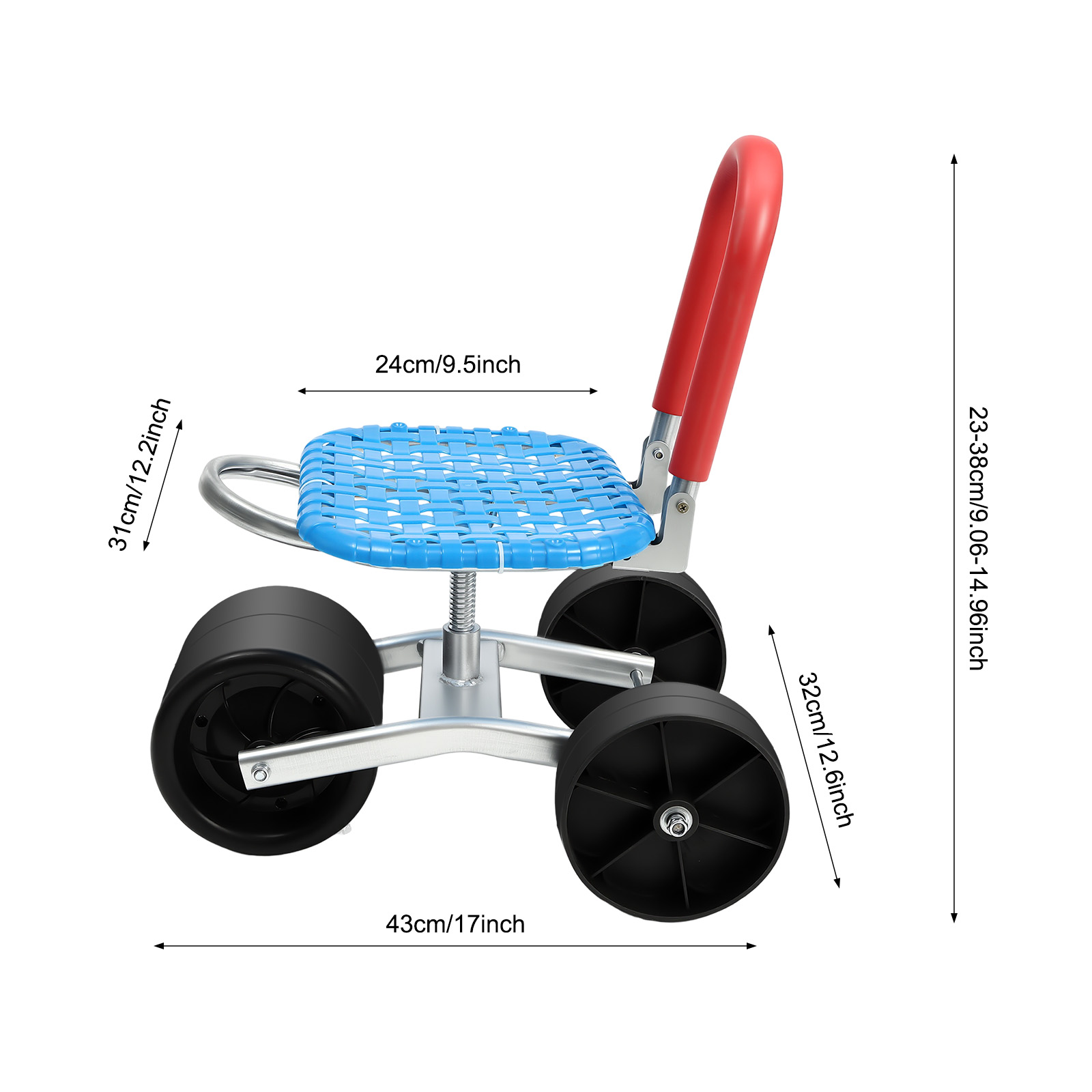 三輪式ガーデンツール、亜鉛メッキ高炭素鋼フレーム、360度回 - Outdoor Furniture Metal Chairs のレビューと価格