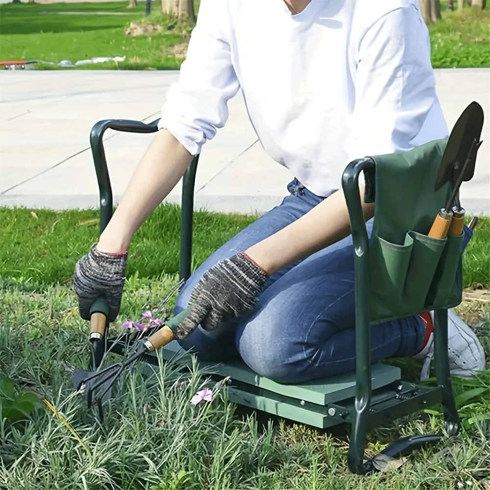 防錆強化鉄製ガーデンニーリングスツール、ツールポーチ付きの正 - Outdoor Furniture Metal Chairs のレビューと価格