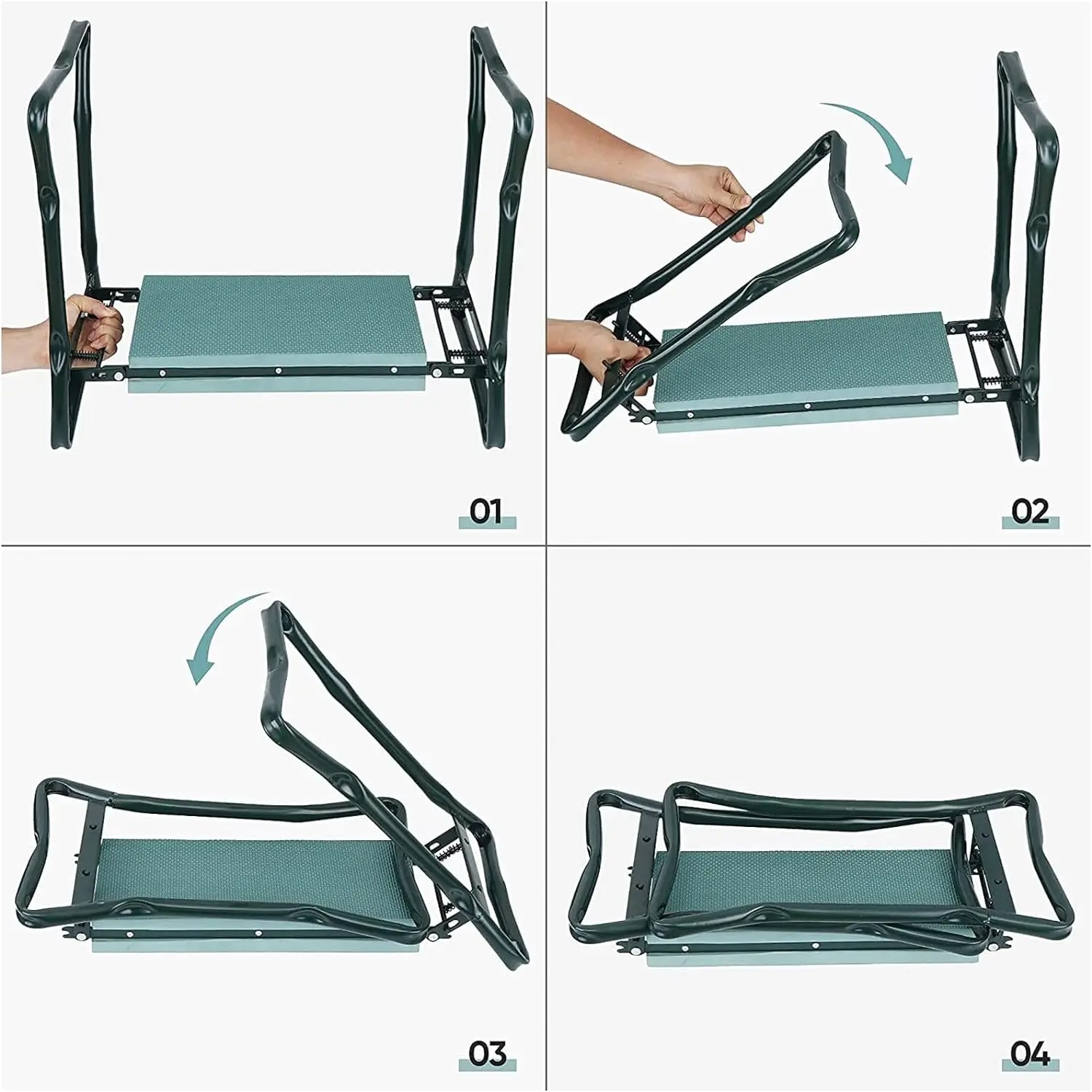 防錆強化鉄製ガーデンニーリングスツール、ツールポーチ付きの正 - Outdoor Furniture Metal Chairs のレビューと価格
