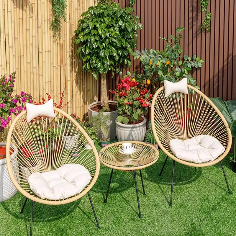 レトロ籐ガーデン家具セット防水裏庭デザイナーイタリアガーデン - Outdoor Furniture Italian のレビューと価格