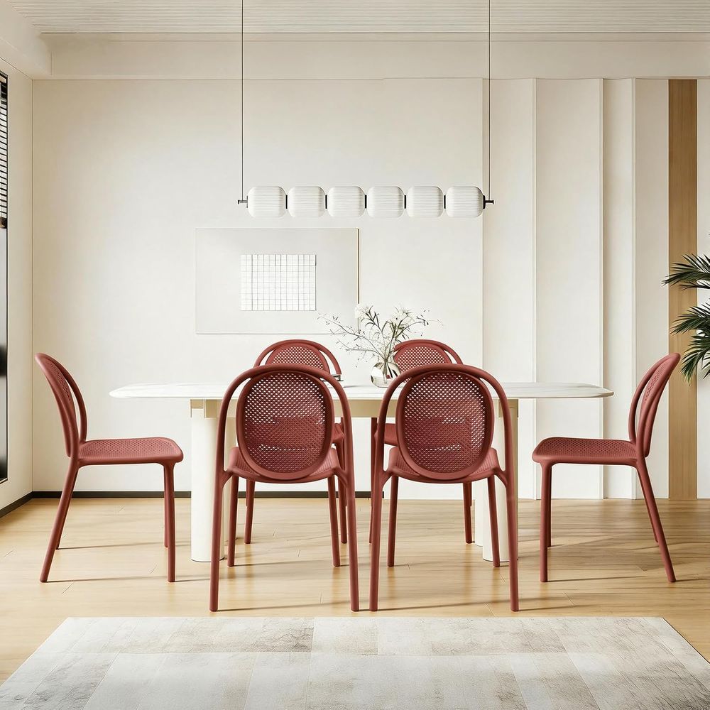 耐候性のある積み重ね可能なダイニングチェア6脚セット（屋内/ - Outdoor Furniture Metal Chairs のレビューと価格