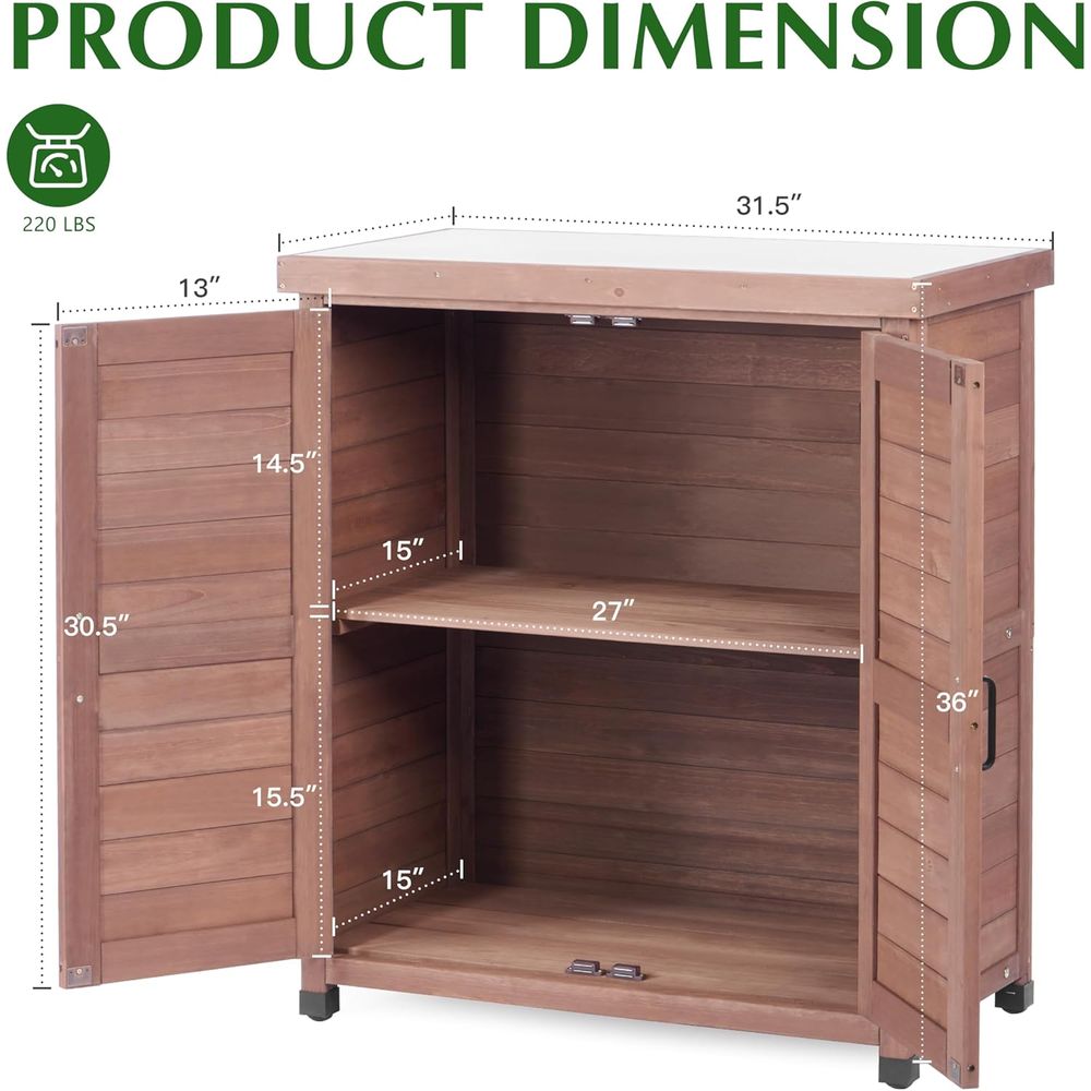 屋外用収納キャビネット＆金属製天板付き植木鉢置き台、木製パテ - Outdoor Furniture With Storage のレビューと価格