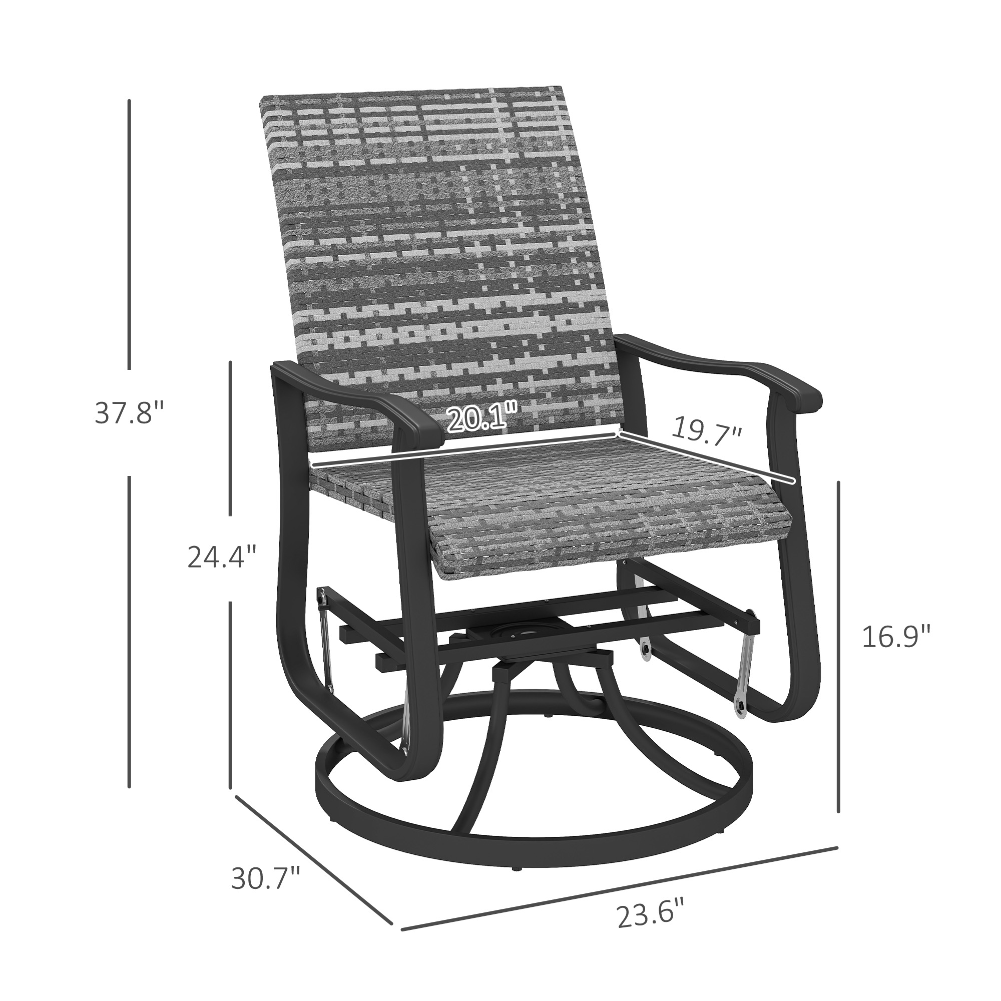 屋外用グライダーチェア 2 個セット、籐製回転パティオグライ - Outdoor Furniture Metal Chairs のレビューと価格